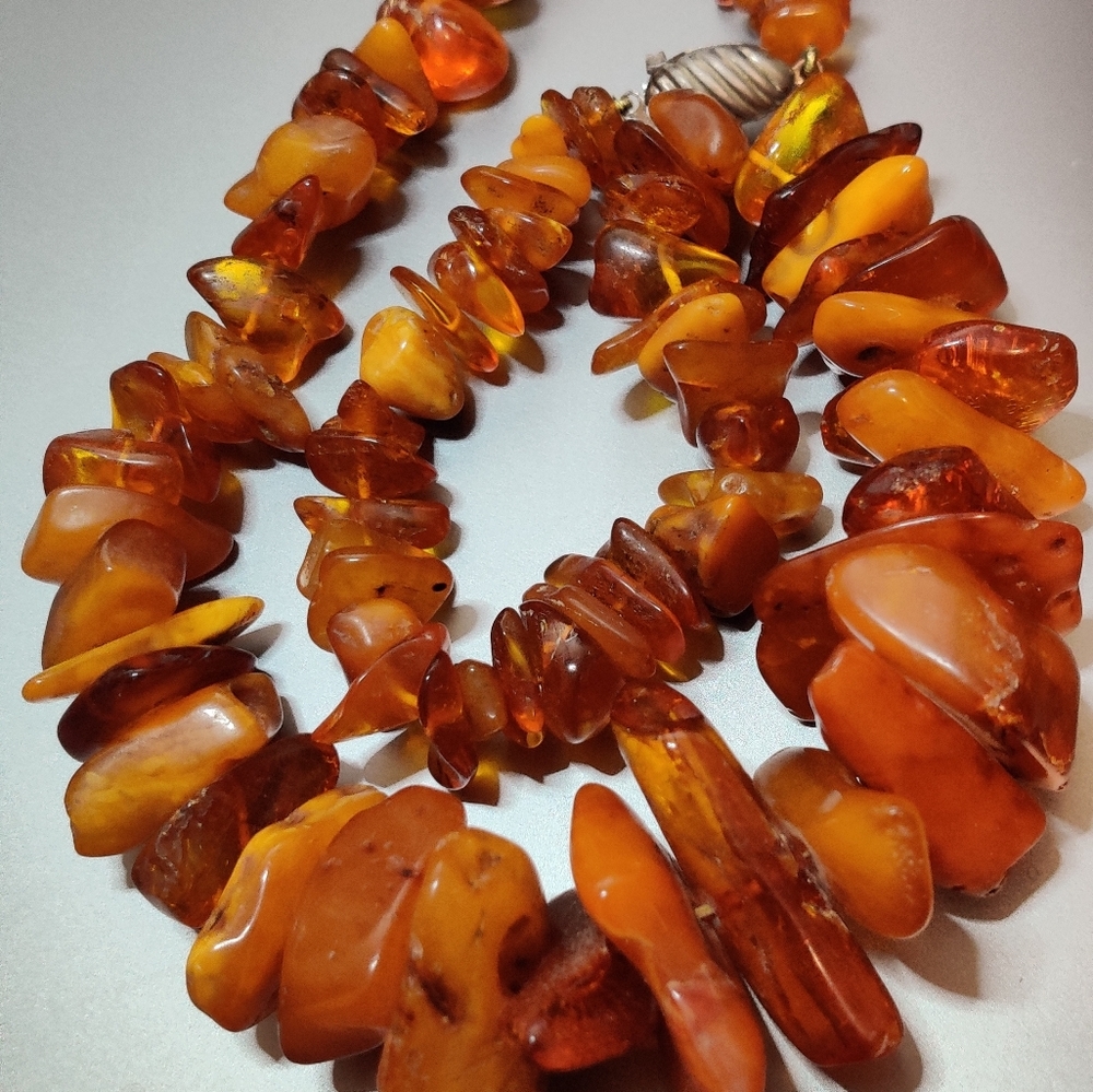Vintage Genuine Baltic Amber Chunky Nuggets Necklace